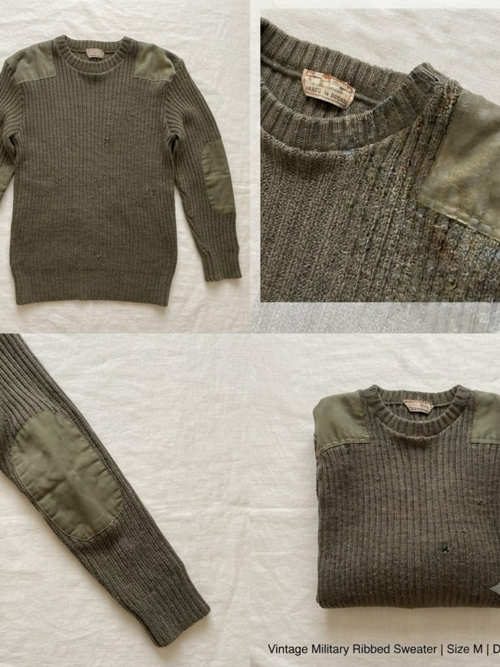 L.L. Bean Olive Green Ribbed Crewneck Sweater